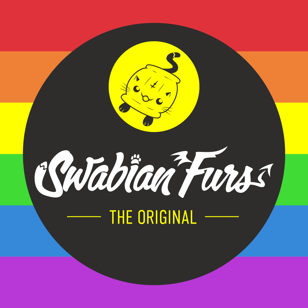 Logo der SwabianFurs mit Regenbogenflagge als Hintergrund